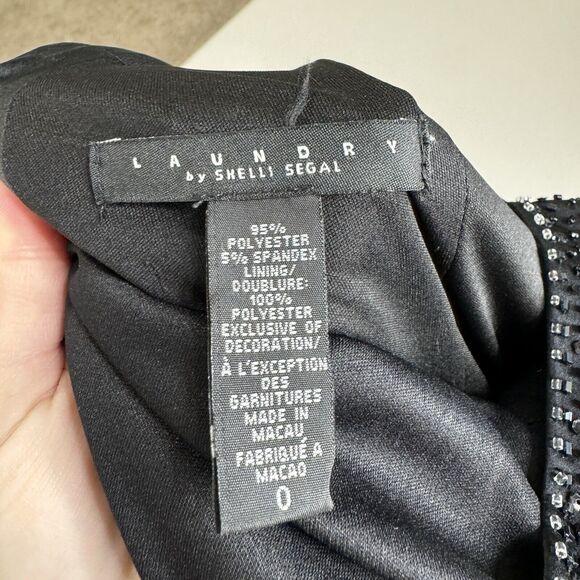 Vintage Laundry By Shelli Segal Womens Dress 0 Black Beaded Jersey Knit Maxi Y2K - Picture 12 of 15